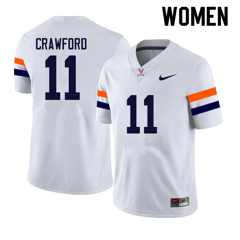 Women #11 Delaney Crawford Virginia Cavaliers College Football Jerseys Sale-White - Click Image to Close